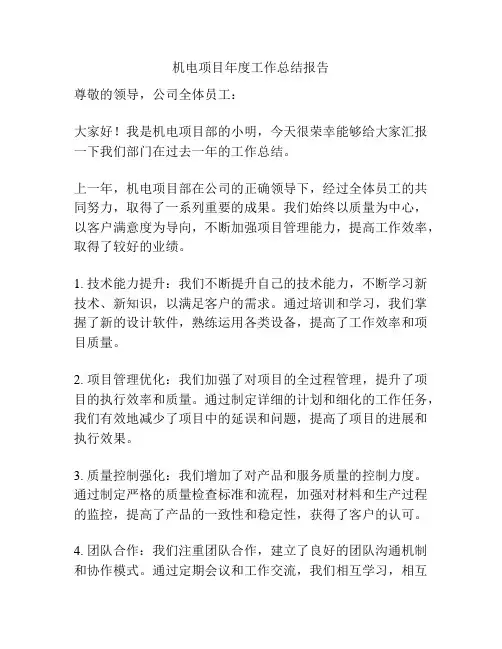 机电项目年度工作总结报告