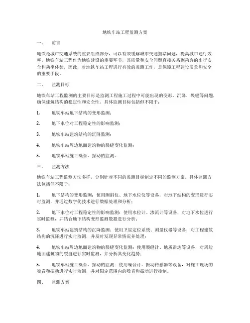 地铁车站工程监测方案