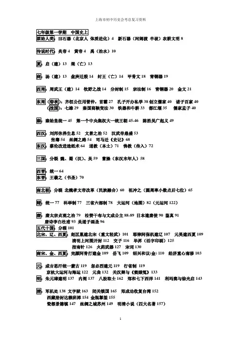 上海市初中历史会考总复习资料