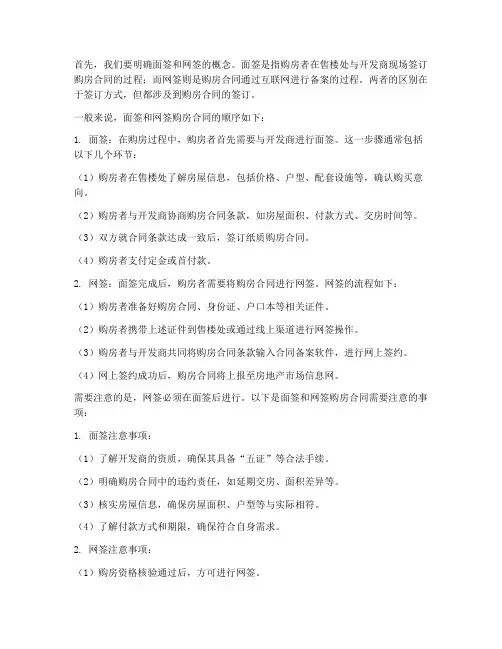 面签网签购房合同顺序