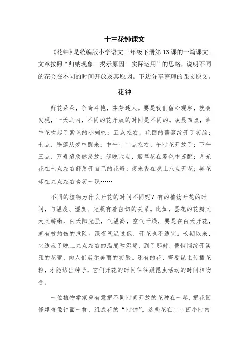 十三花钟课文