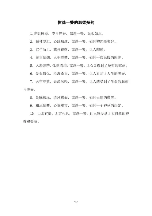 惊鸿一瞥的温柔短句