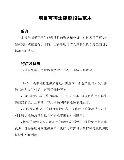 项目可再生能源报告范本