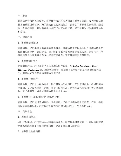 多媒体实训体会报告总结