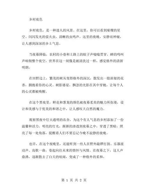 乡村夜色作文范文