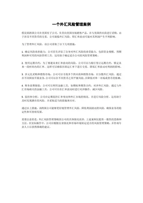 一个外汇风险管理案例