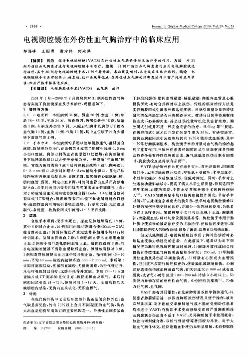 电视胸腔镜在外伤性血气胸治疗中的临床应用