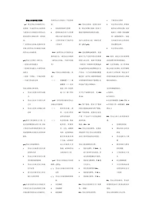 劳动力市场学复习资料