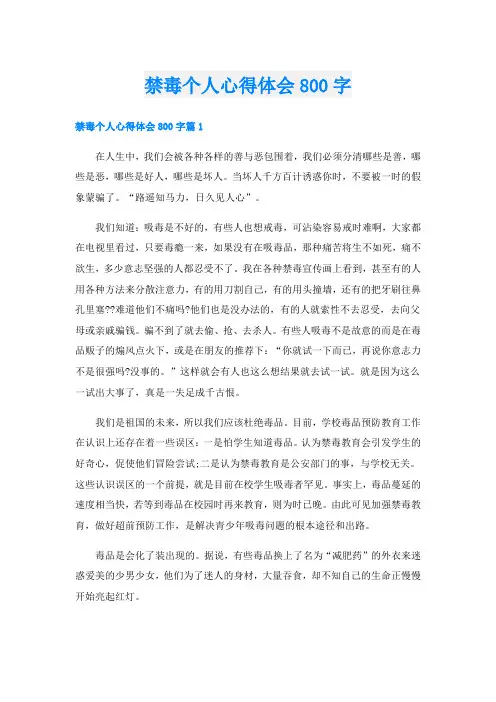 禁毒个人心得体会800字