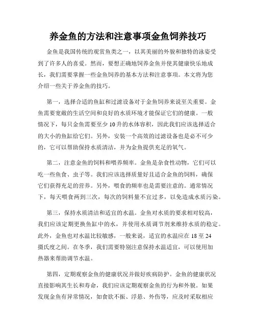 养金鱼的方法和注意事项金鱼饲养技巧