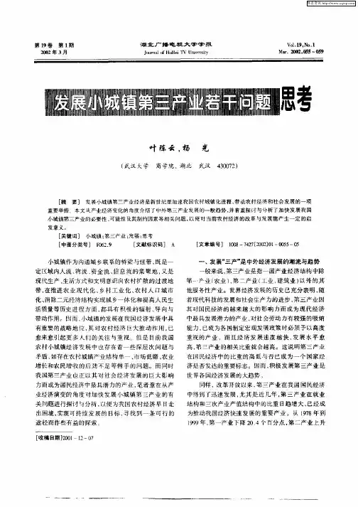 发展小城镇第三产业若干问题思考