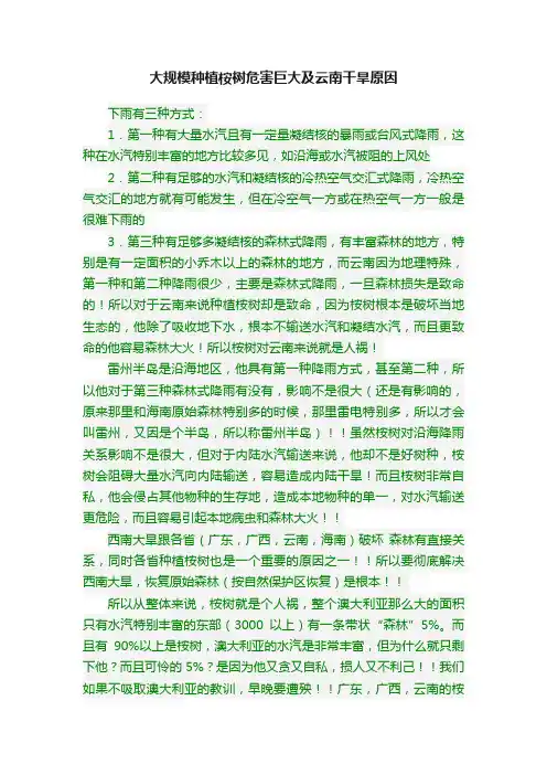 大规模种植桉树危害巨大及云南干旱原因