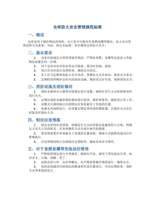 仓库防火安全管理规范标准
