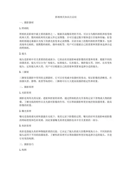 影相相关知识点总结