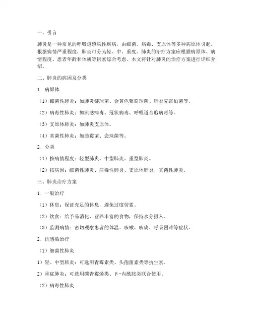 肺炎治疗方案
