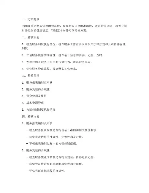 财务专项稽核方案