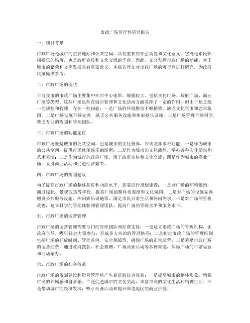 市政广场可行性研究报告