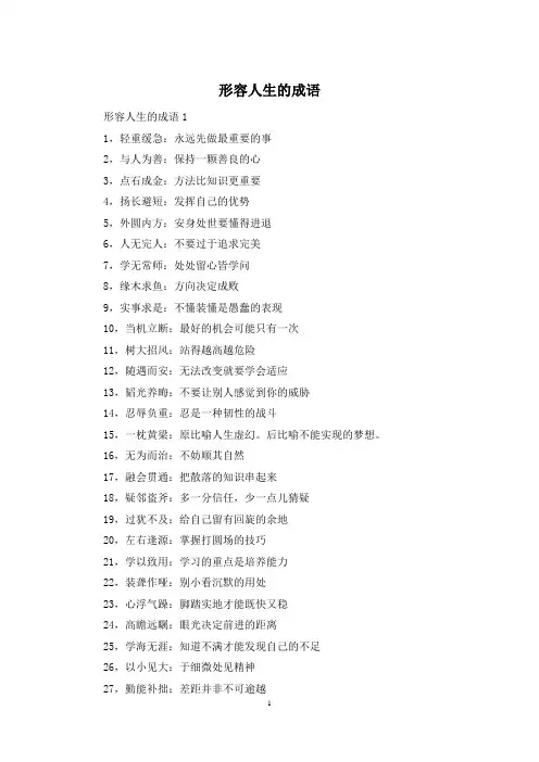 形容人生的成语