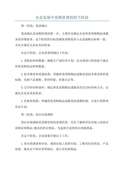 企业发展中采购管理的四个阶段