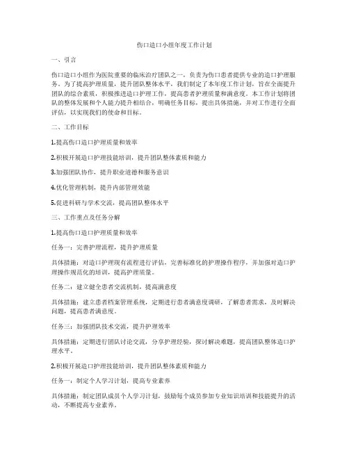 伤口造口小组年度工作计划