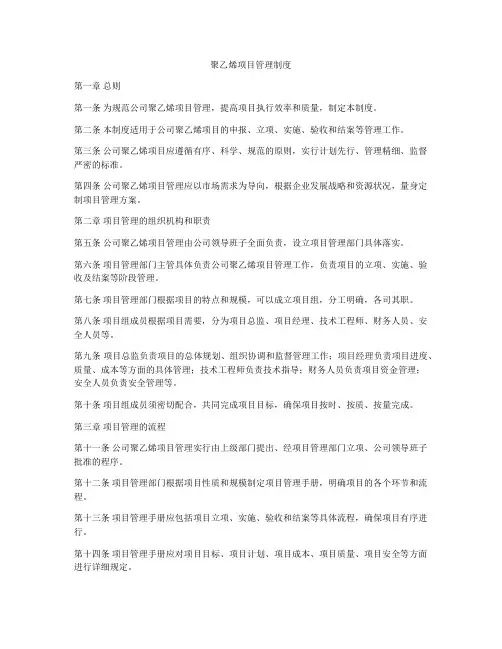聚乙烯项目管理制度
