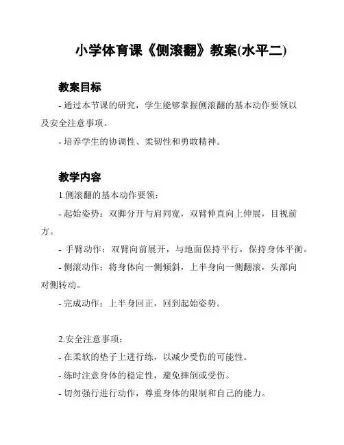 小学体育课《侧滚翻》教案(水平二)