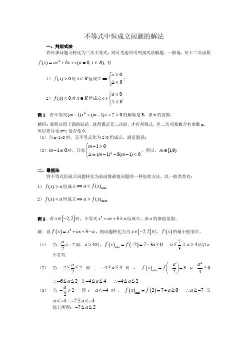 不等式 恒成立问题