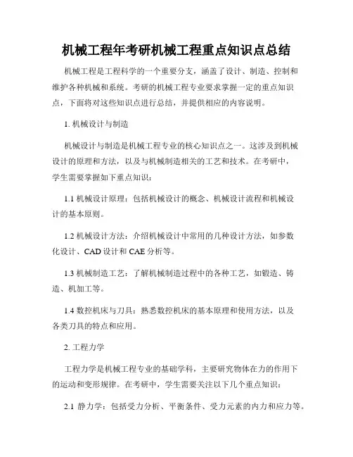 机械工程年考研机械工程重点知识点总结