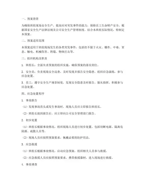 班组现场处置预案样本