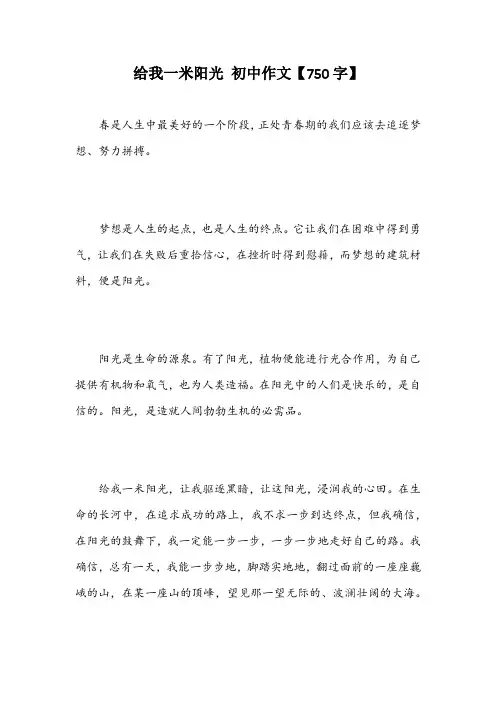 给我一米阳光 初中作文【750字】