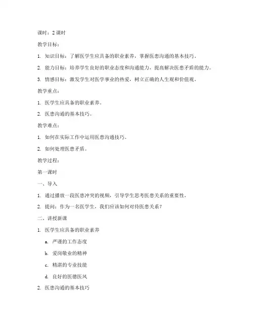 给医学生讲课教案模板范文