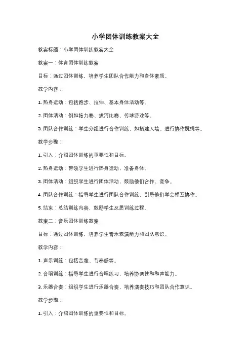 小学团体训练教案大全