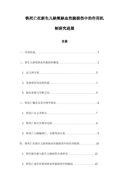 铁死亡在新生儿缺氧缺血性脑损伤中的作用机制研究进展