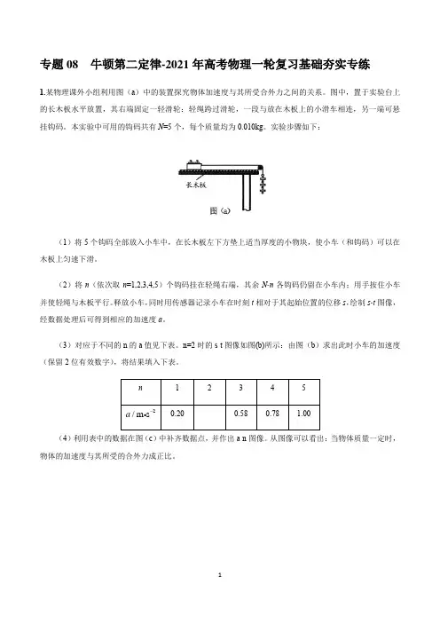 高中物理复习专题08 牛顿第二定律(精品解析版)