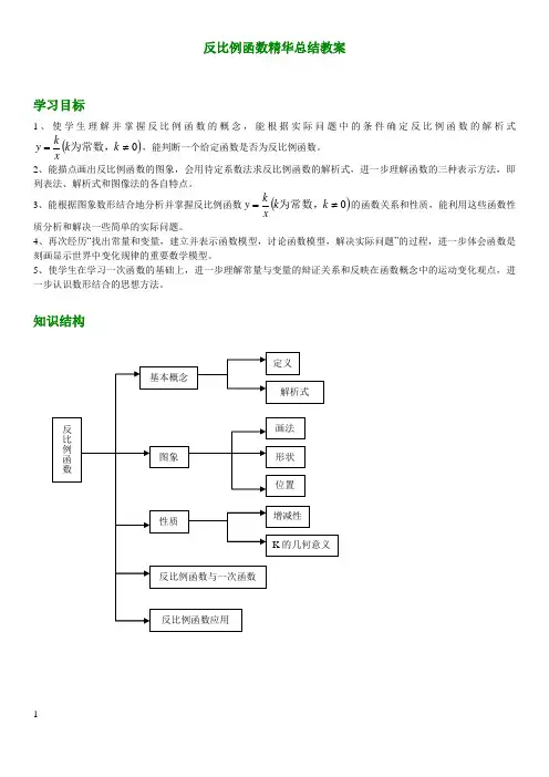 北师大版九年级数学-反比例函数精华总结 (1)