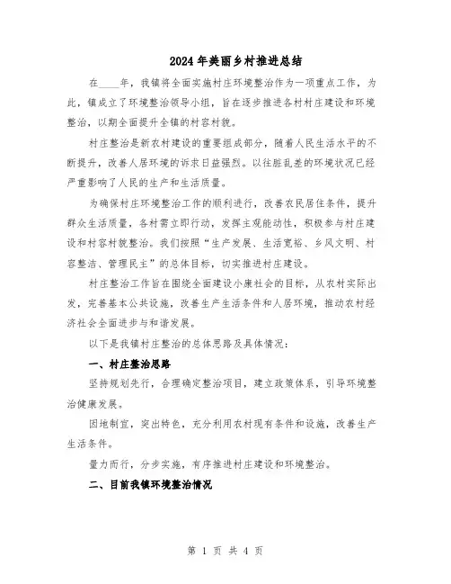 2024年美丽乡村推进总结（3篇）