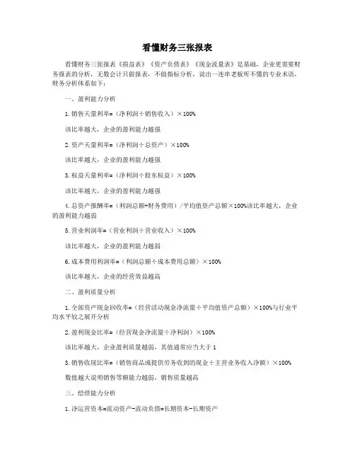 看懂财务三张报表