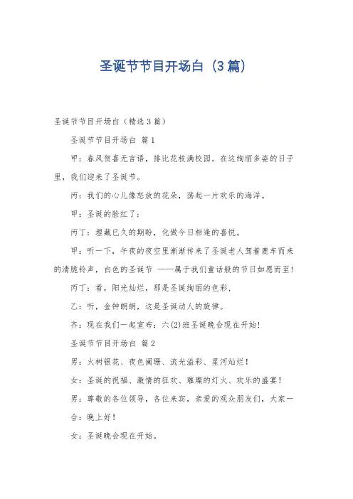 圣诞节节目开场白(3篇)