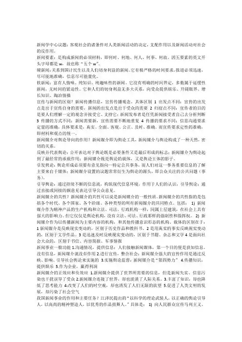 2015新闻学概论重点总结