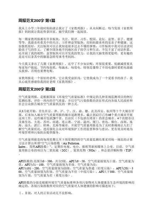 周报范文200字(优选3篇)
