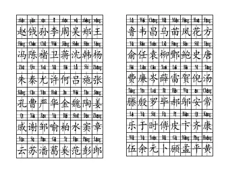 百家姓-田字格拼音-直接打印版