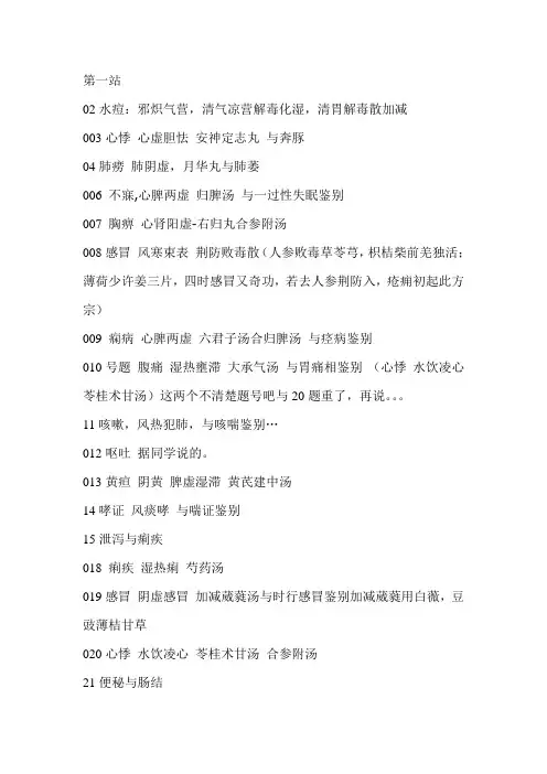 中医执业医师实践技能测验考试真题回忆