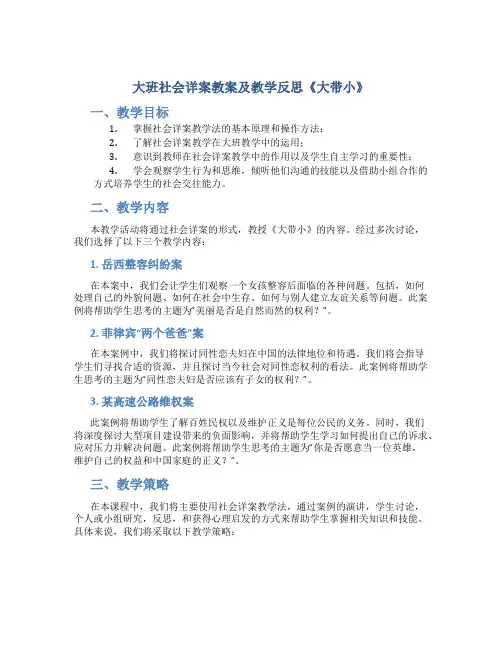 大班社会详案教案及教学反思《大带小》