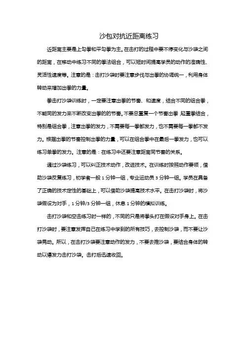 沙包对抗近距离练习
