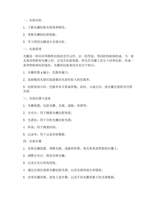 光栅实验物理实验报告