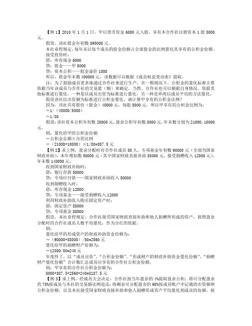 农民专业合作社盈余分配的会计核算