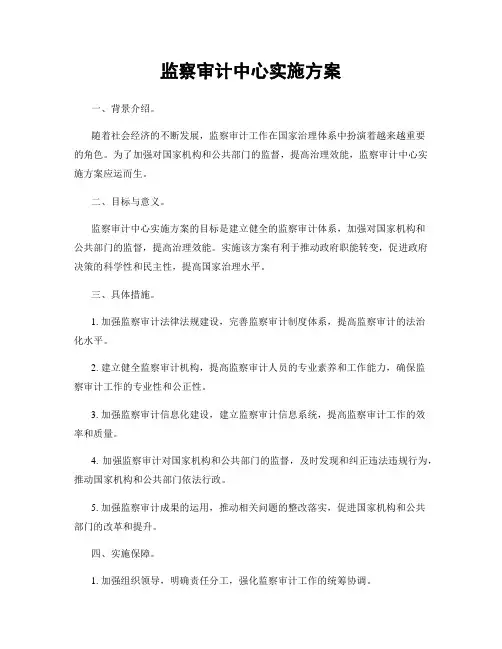 监察审计中心实施方案