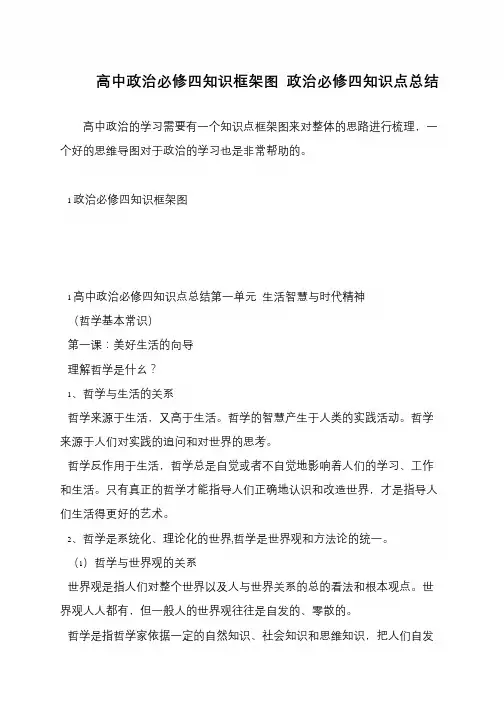 高中政治必修四知识框架图 政治必修四知识点总结