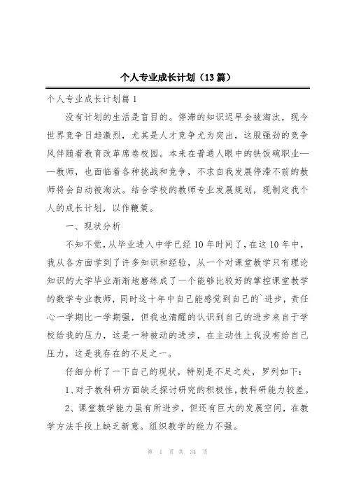 个人专业成长计划(13篇)
