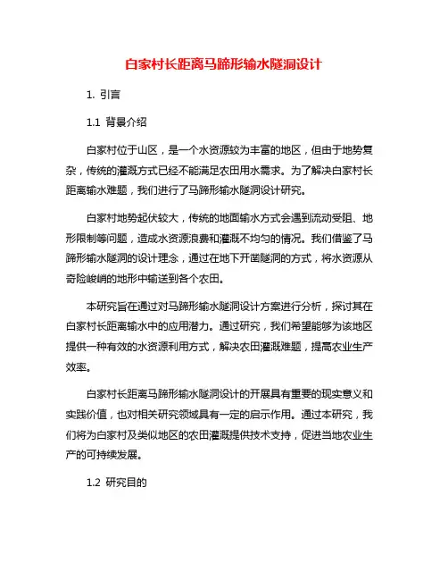 白家村长距离马蹄形输水隧洞设计